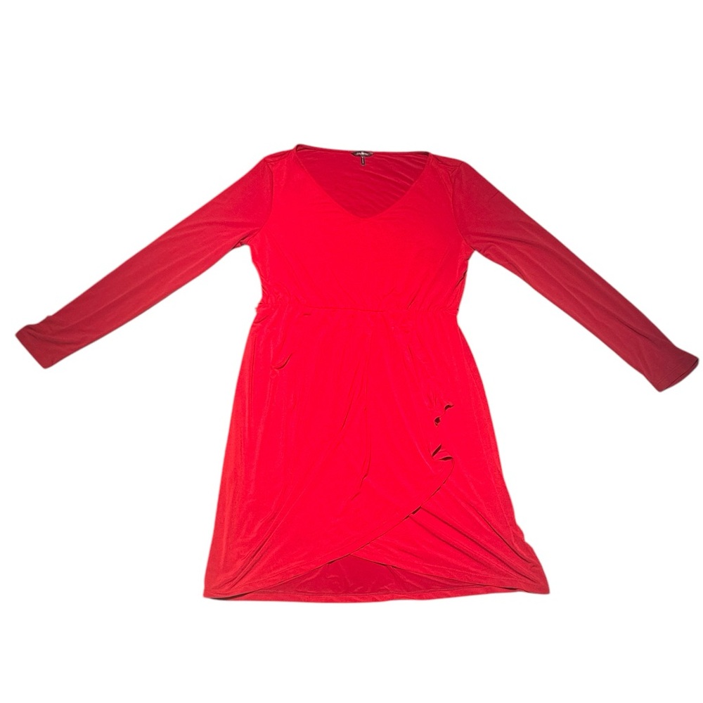 Daisy Fuentes Red V-Neck Long Sleeve Sheath Dress - Picture 3 of 7